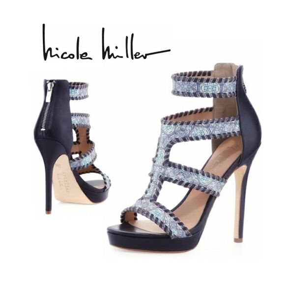NICOLE MILLER ZEMBRA GLADIATOR STRAPPY DARK PURPLE SANDAL SZ 6.5 - Picture 1 of 7
